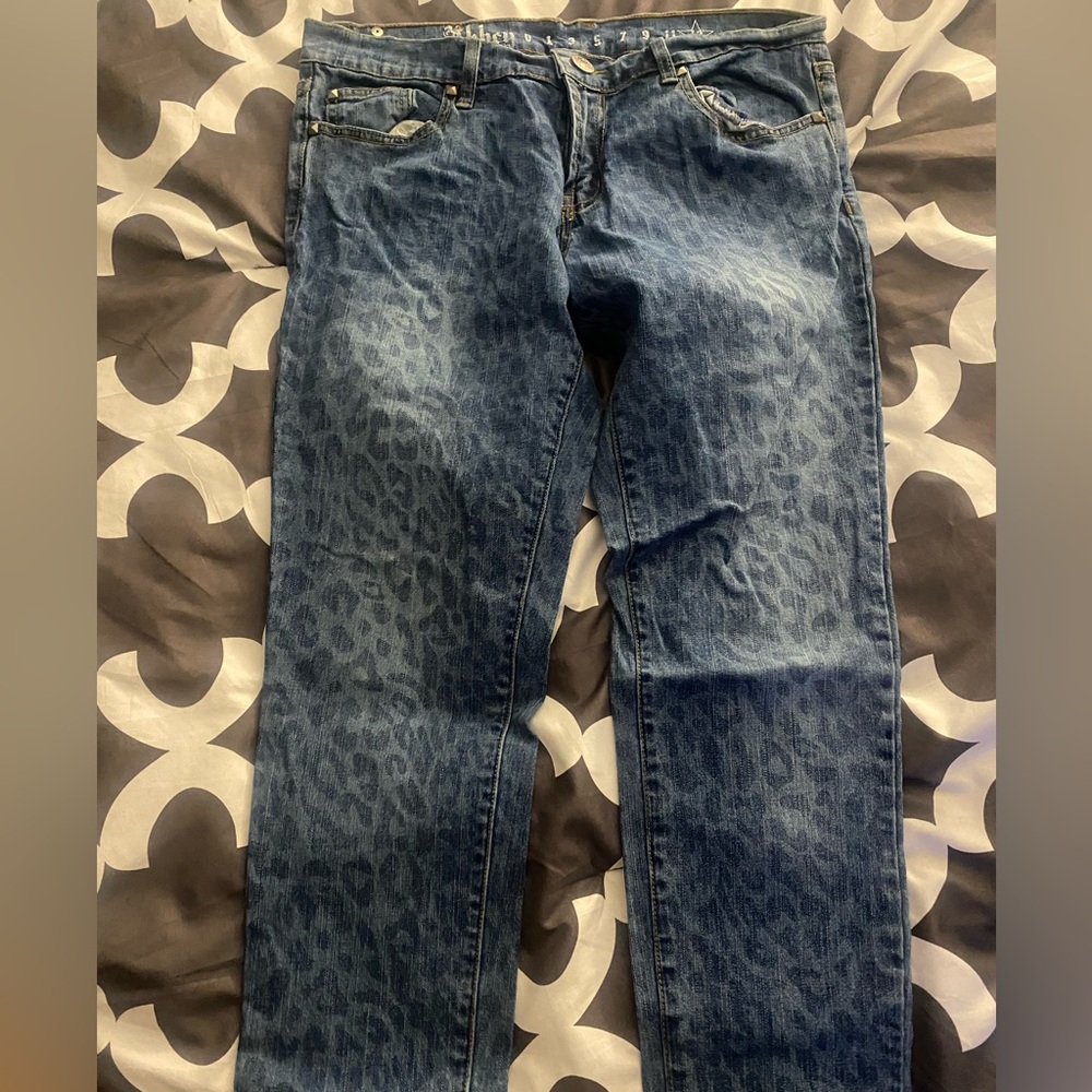 Abbey Dawn Leopard Print Low Rise Jeans